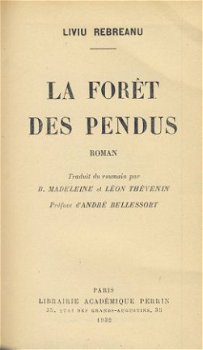 LIVIU REBREANU**LA FORET DES PENDUS**RELIURE HARDCOVER SOLID - 3