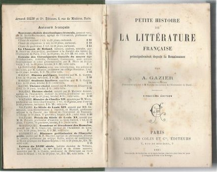 A. GAZIER**PETITE HISTOIRE DE LA LITTERATURE FRANCAISE** - 2