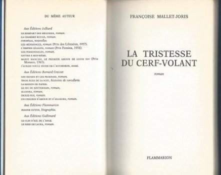 FRANCOISE MALLET-JORIS**LA TRISTESSE DU CERF-VOLANT**FR.LOIS - 3