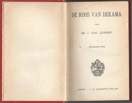 MR. J. VAN LENNEP**DE ROOS VAN DEKAMA**LEIDEN A.W. SIJTHOFF - 2