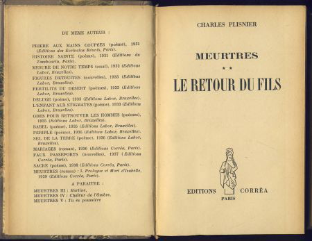 CHARLES PLISNIER**MEURTRES:LIVRE I I**LE RETOUR DU FILS - 2