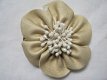 bloemcorsage brohe corsage leer bloem licht goud - 2 - Thumbnail