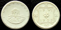 Porseleinen gedenkpenning Herrnhut 1922 (1)