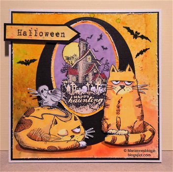 Halloweenkaart 08: Happy Haunting met katzelkraft katten - 1