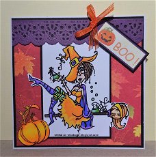 Halloweenkaart 09: JJ broomstick