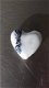 Handgemaakt wit hart van glas met zwart wit stringer NIEUW. - 2 - Thumbnail