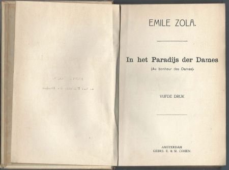 EMILE ZOLA**IN HET PARADIJS DER DAMES**E. & M. COHEN.**AMSTE - 2