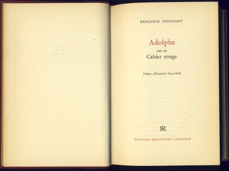BENJAMIN CONSTANT**ADOLPHE**+**CAHIER ROUGE**HARDCOVER - 2