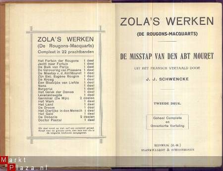 EMILE ZOLA**DE MISSTAP**VAN DEN ABT MOURET**BLANCKWAARDT & S - 1