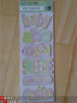 K&Company adhesive Chipboard BW girl tags&words - 1