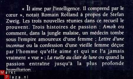 STEFAN ZWEIG**AMOK**LETTRE D'UNE INCONNUE*RUELLE CLAIRE LU - 2