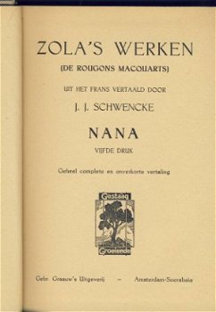 EMILE ZOLA**ZOLA'S WERKEN**NANA**GRAUW 'S TEXTUUR LINNEN - 2