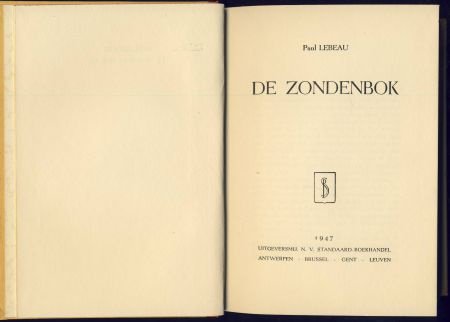 PAUL LEBEAU**DE ZONDENBOK**1947**STANDAARD HARDCOVER - 2