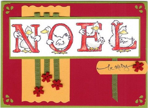 SALE GROTE Houten stempel Duck Noel (Kerst Eendjes) van Penny Black. - 6