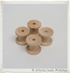 Brocante houten mini klosjes naturel NR2 15x25mm (per 4 stuks)