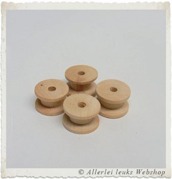 Brocante houten mini klosjes naturel NR2 15x25mm (per 4 stuks) - 4