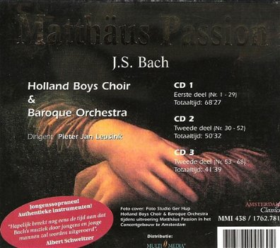 3-CD - BACH = Matthäus Passion - dirigent Pieter Jan Leusink - 1