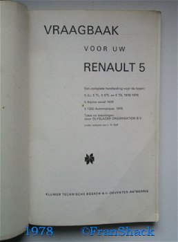 [1978] Vraagbaak RENAULT 5, 1976-1978, Olyslager, Kluwer - 2