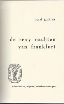 HORST GÜNTHER**DE SEXY NACHTEN VAN FRANKFURT**ZWARTE BECKERS - 2