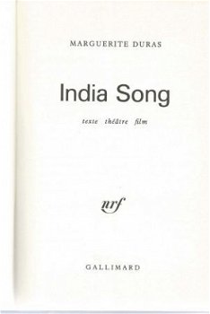 MARGUERITE DURAS**INDIA SONG**NRF GALLIMARD SOFTCOVER** - 3