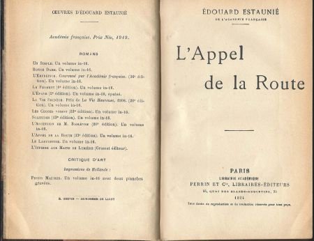 EDOUARD ESTAUNIE**L' APPEL A LA ROUTE**HARDCOVER PERRIN ET - 2