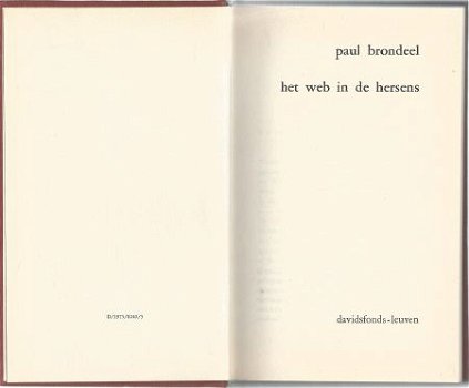 PAUL BRONDEEL**HET WEB IN DE HERSENS**HARDCOVER**DAVIDSFONDS - 3