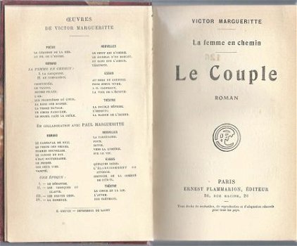 VICTOR MARGUERITTE**LE COUPLE**RELIURE HARDCOVER**FLAMMARION - 1