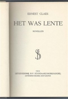 ERNEST CLAES**HET WAS LENTE NOVELLEN**HARDCOVER STANDAARD** - 2