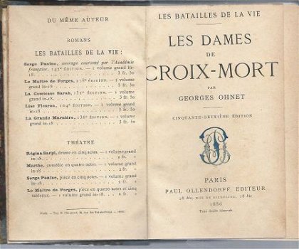 GEORGES OHNET**LES DAMES DE CROIX-MORT*OLLENDORFF HARDCOVER - 1