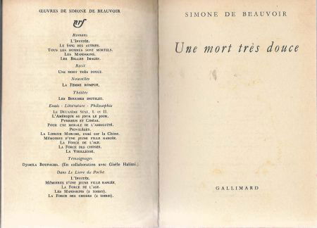 SIMONE DE BEAUVOIR**UNE MORT TRES DOUCE.**GALLIMARD LIVRE DE - 3