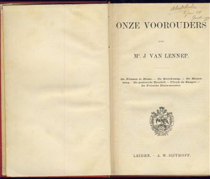 MR. J. VAN LENNEP **ONZE VOOROUDERS**1.DE FRIEZEN TE ROME2.3 - 2