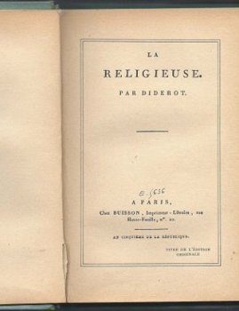 DENIS DIDEROT**1.LA RELIGIEUSE.2.JACQUES LE FATALISTE.**HARD - 1