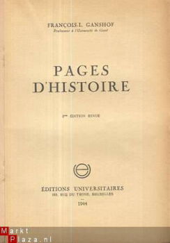 FRANCOIS G. GANSHOF**PAGES D'HISTOIRE**EDITIONS UNIVERSITAIR - 2