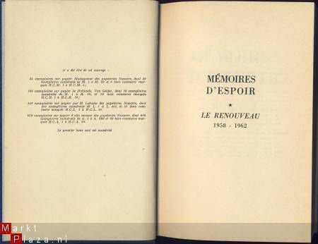 CHARLES DE GAULLE*MEMOIRES D'ESPOIR*LE RENOUVEAU*1958-1962* - 3