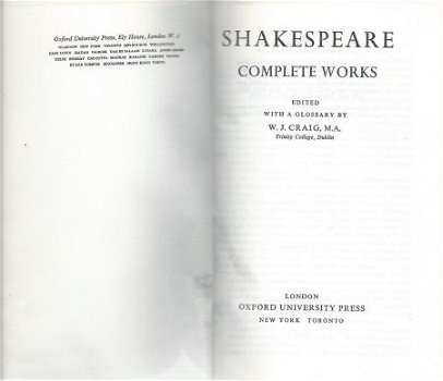 WILLIAM SHAKESPEARE**THE COMPLETE WORKS OF .SHAKESPEARE**OXF - 3