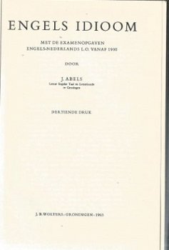 J. ABELS**ENGELS IDIOOM**HARDCOVER J.B. WOLTERS.** - 2