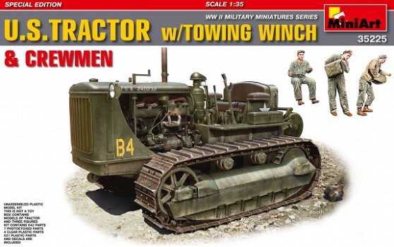 U.S. Army Caterpillar Tractor with winch and crew 1:35 Miniart - 1