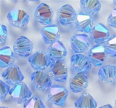 Swarovski 5301 Light Sapphire AB2x 4mm Per 10 Stuk. - 1