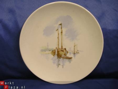 oude bordjes met zeilschip 22cm - 2