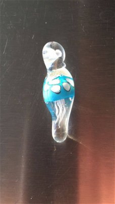 Handgemaakte glashanger kwal blauw NIEUW.