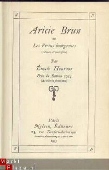 EMILE HENRIOT**ARICIE BRUN OU LES VERTUS BOURGEOISES**EMILE - 2