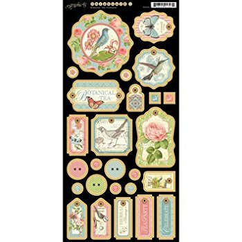 SALE NIEUW SET papier + 2 maal chipboard stickers + cardstock Flowers Botanical Tea van Graphic 45 - 2