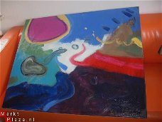 Kleurrijk Abstrakt (1990) van de kunstenaar P. Scholten