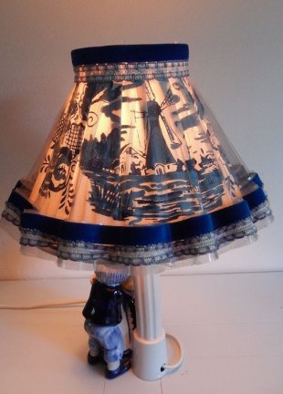 Tafellamp met lampenkapje in Delfts Blauw - Afbeelding 2