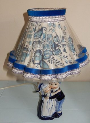 Tafellamp met lampenkapje in Delfts Blauw - Afbeelding 3