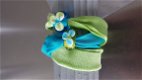 2 handgemaakte glaskralen groen blauw bloem rekarmband NIEUW - 3 - Thumbnail