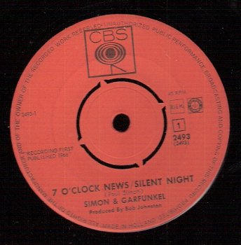 KERST Simon & Garfunkel - 7 O'Clock News / Silent Night vinylsingle 1966 - 1