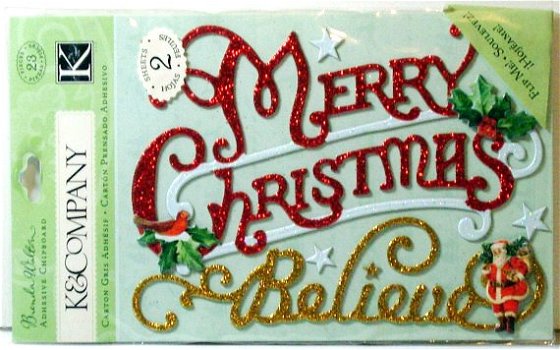 SALE NIEUW Glitter Chipboard & Epoxy Stickers & Rub-Ons Kerst van K&Company. - 4