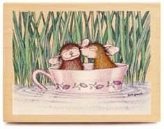SALE RETIRED houten stempel Love In A Teacup van House Mouse. - 1