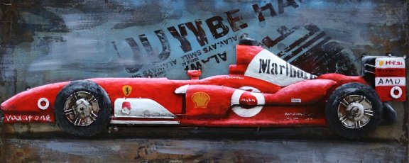 Metaal 3D schilderij Formule 1 - Trein - Wereldkaart -Zeilen - 1
